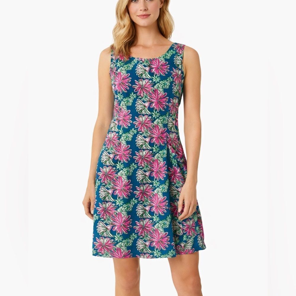 Lilly Pulitzer White Label Vintage Floral Dress Pockets 100% Cotton SZ 6